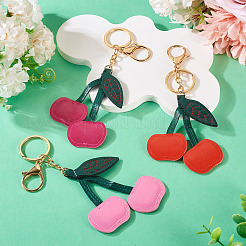 3Pcs 3 Colors PU Leather Alloy Keychains&nbsp;KEYC-TA0001-41