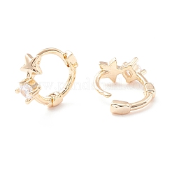 Star Cubic Zirconia Huggie Hoop Earrings&nbsp;KK-D069-08G-RS