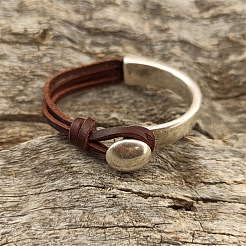 Flat Round Alloy & Acrylic & Imitation Leather Cord Bangles for Men&nbsp;FS-WG7E36B-01-1