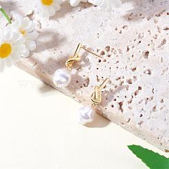 Knot with Imitation Pearl Dangle Stud Earrings&nbsp;JE1099A