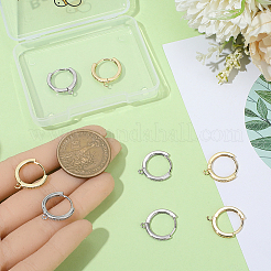 6 Pairs 2 Colors Rack Plating Brass Micro Pave Cubic Zirconia Hoop Earrings Findings&nbsp;KK-BBC0021-75