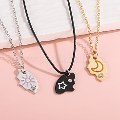 3Pcs Star & Moon & Sun Friendship Alloy Enamel Pendant Necklaces&nbsp;FS-WG4D9F6-01