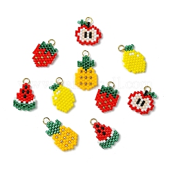 5Pcs 5 Styles Glass Seed Beaded Pendants&nbsp;PALLOY-CJ00126