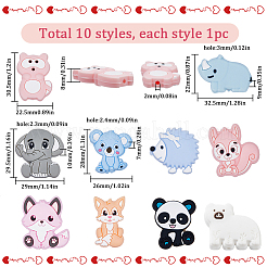 10Pcs 10 Styles Food Grade Eco-Friendly Silicone Beads&nbsp;SIL-SC0002-27