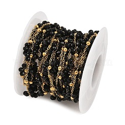 Glass & 304 Stainless Steel Cable Chain Beaded Chains&nbsp;SA-CBAD321-03E