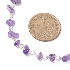 Natural Green Aventurine & Amethyst & Rose Quartz & Obsidian & Aquamarine Chip Link Chain Necklaces&nbsp;NJEW-JN05140