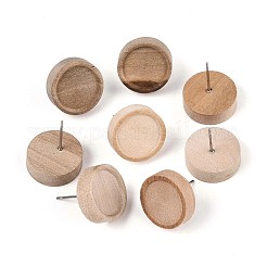 Natural Maple Wood Stud Earring Findings with 316 Stainless Steel Pin&nbsp;WOOD-N016-02