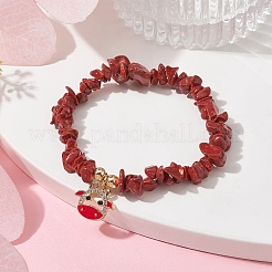 Natural Dyed Howlite Chips Stretch Bracelets&nbsp;BJEW-JB09754-02