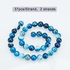 Natural Striped Agate/Banded Agate Beads Strands&nbsp;G-OC0001-16-10mm