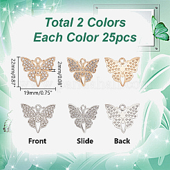 50Pcs 2 Colors Alloy Rhinestone Pendants&nbsp;FIND-HY0003-88