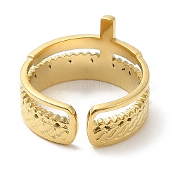304 Stainless Steel Criss Cross Open Cuff Ring for Women&nbsp;RJEW-I098-13G