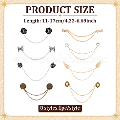 8Pcs 8 Styles Alloy Rhinestone Chain Hat Pin&nbsp;JEWB-ME0001-07