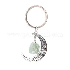 Alloy Hollow Moon Charm Keychains with Natural Gemstone Nuggets Charm&nbsp;KEYC-JKC00423