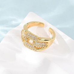 Brass Micro Pave Cubic Zirconia Cuff Open Rings&nbsp;CU-CBAB3AD-16G