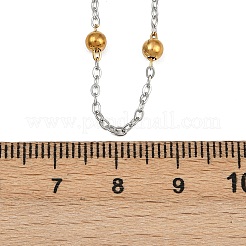 304 Stainless Steel 3MM Round Bead Cable Chain Necklaces for Women&nbsp;NJEW-G177-03B-GP