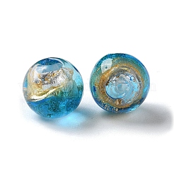 Handmade Gold Sand with Silver Foil Lampwork Beads Strand&nbsp;LAMP-Z007-04B