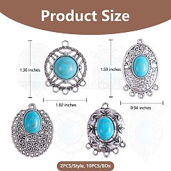 10pcs Turquoise+alloy pendant Vintage alloy earring head diy handmade material(5 styles)&nbsp;JX575A