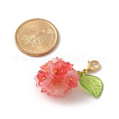Flower Glass Pendant Decoration&nbsp;HJEW-TA00286-02