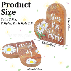 Wooden Heart Shaped Blessed Sign Ornaments&nbsp;AJEW-WH20019-83B