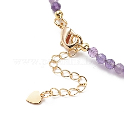 Cubic Zirconia Teardrop Pendant Necklace with Natural Amethyst Beaded Chains&nbsp;NJEW-JN04121-02