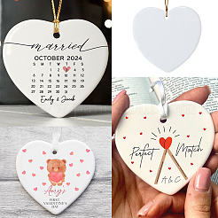 12Pcs Porcelain Heat Transfer Sublimation Blank Pendant Decorations&nbsp;AJEW-SP0002-19A