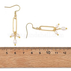 Brass & Natural Pearl Dangle Earrings&nbsp;EJEW-JE07330