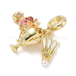 Brass Micro Pave Clear Cubic Zirconia European Dangle Charms&nbsp;KK-K368-28G
