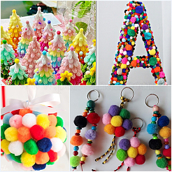 400Pcs 4 Colors Polyester Pom Pom Balls&nbsp;DIY-SC0031-37C