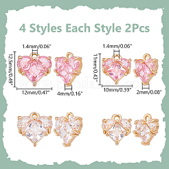 8Pcs 4 Styles Brass Charms&nbsp;KK-WR0001-60