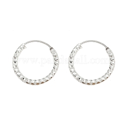 Brass Textured Hoop Earrings&nbsp;EJEW-F378-03B-S