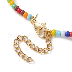 Flower Imitation Pearl Glass Seed & Acrylic Beaded Necklaces&nbsp;NJEW-JN04676
