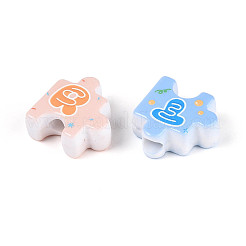 UV Plating Opaque Printed Acrylic European Beads&nbsp;OACR-N153-05