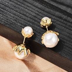 Round Brass Stud Earrings&nbsp;EJEW-H154-03G