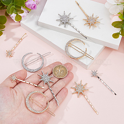 12Pcs 6 Styles Iron Rhinestone Hair Clips&nbsp;PHAR-HS0001-02