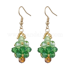 304 Stainless Steel Glass Seed Beads Christmas Tree Dangle Earrings&nbsp;EJEW-MZ00581-02