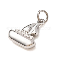 304 Stainless Steel Micro Pave Clear Cubic Zirconia Charms&nbsp;CU-CBAB6EC-20P