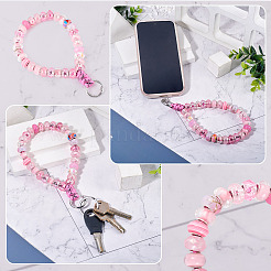 Resin Rondelle Bead with Polyester & Spandex Cord Phone Hand Strap Chains&nbsp;HJEW-TADJ0011
