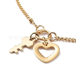 Ion Plating(IP) Heart and Key Pendant Necklaces&nbsp;NJEW-Q335-05A-G