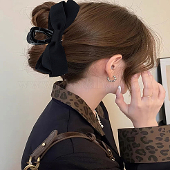 2Pcs 2 Colors Double-sided Ribbon Bowknot Plastic Claw Hair Clips&nbsp;OHAR-LP0001-35