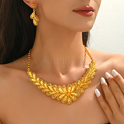 Middle Eastern Bride Brass Flower Necklace & Stud Earrings Sets for Women&nbsp;SX1464