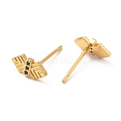 Black Cubic Zirconia Bowknot Stud Earrings&nbsp;EJEW-F281-28G