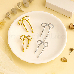 2 Pairs 2 Colors Bowknot Brass Stud Earrings&nbsp;EJEW-GO0002-03
