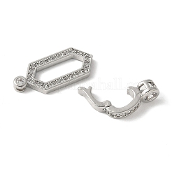 Brass Pave Clear Cubic Zirconia Fold Over Clasps&nbsp;KK-M320-26P