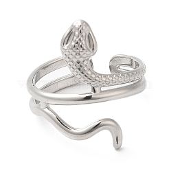 Non-Tarnish 304 Stainless Steel Snake Open Cuff Ring for Women&nbsp;RJEW-I098-01P