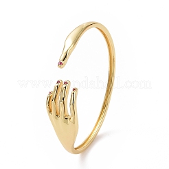 Cubic Zirconia Hand Palm Open Cuff Bangle&nbsp;BJEW-F445-14G