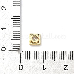 Square Brass Micro Pave Cubic Zirconia Cabochons&nbsp;KK-P345-13G-E02