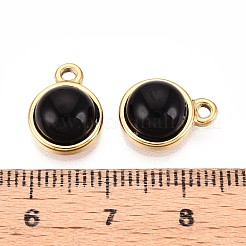 Natural Black Onyx Half Round Charms&nbsp;STAS-N109-213F-G