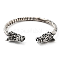 Dragon Head 304 Stainless Steel Open Cuff Bangles for Women&nbsp;BJEW-E094-23AS