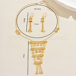 Brass Flat Round Tassels Necklaces & Earrings Sets for Women&nbsp;XV1236