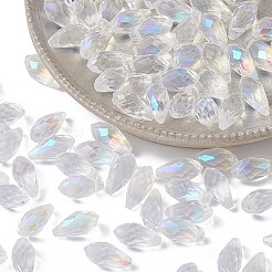 Electroplate Transparent Glass Faceted Teardrop Beads&nbsp;EGLA-YWC0001-01